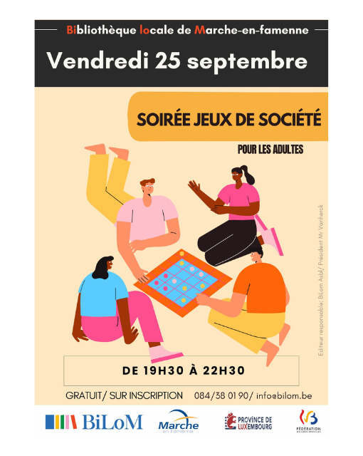 Illustration : Soirée jeux de société adultes - 25 septembre 2026